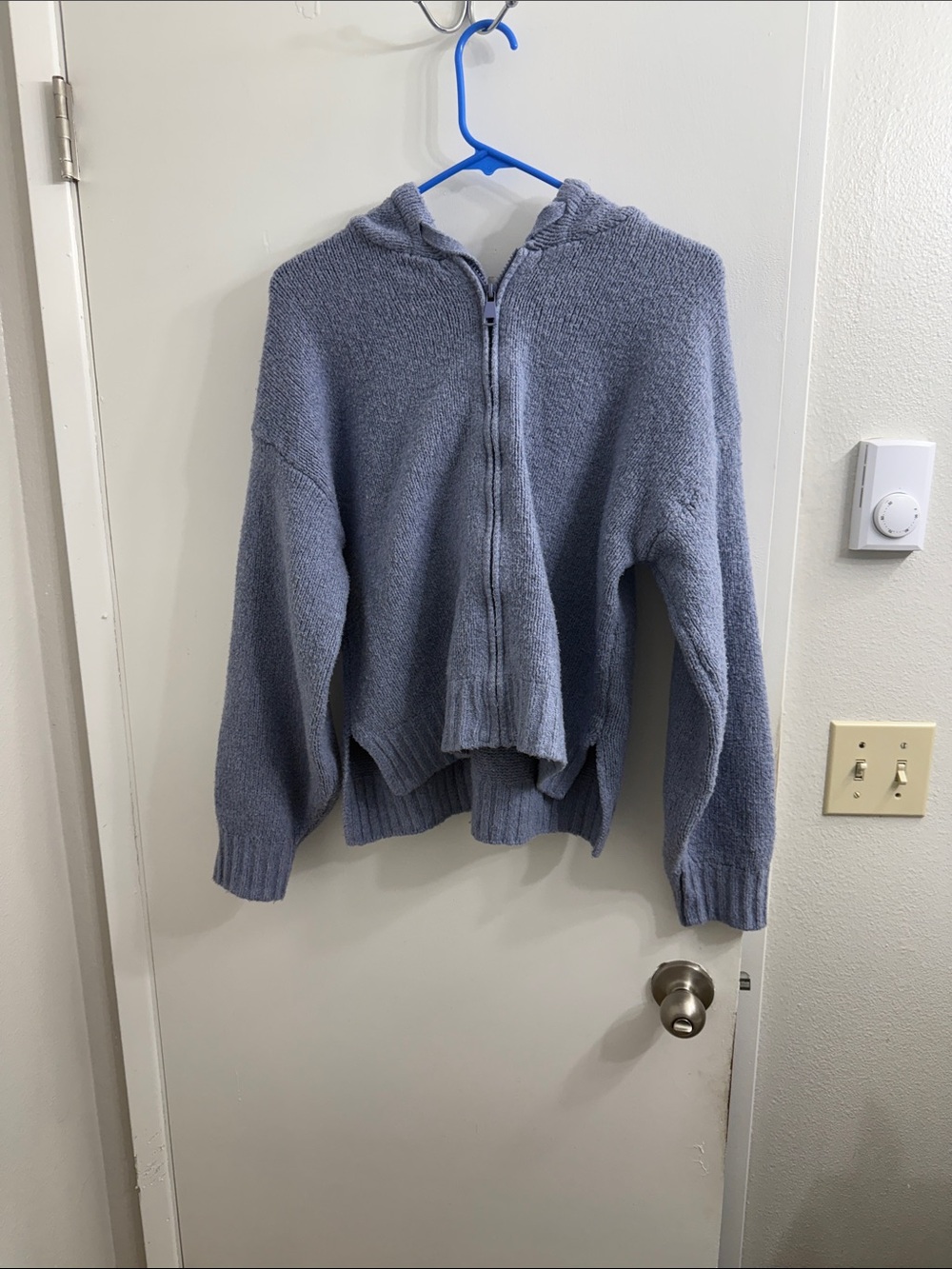 Pink Rose Heathered Light Blue Zip Hoodie Cardigan